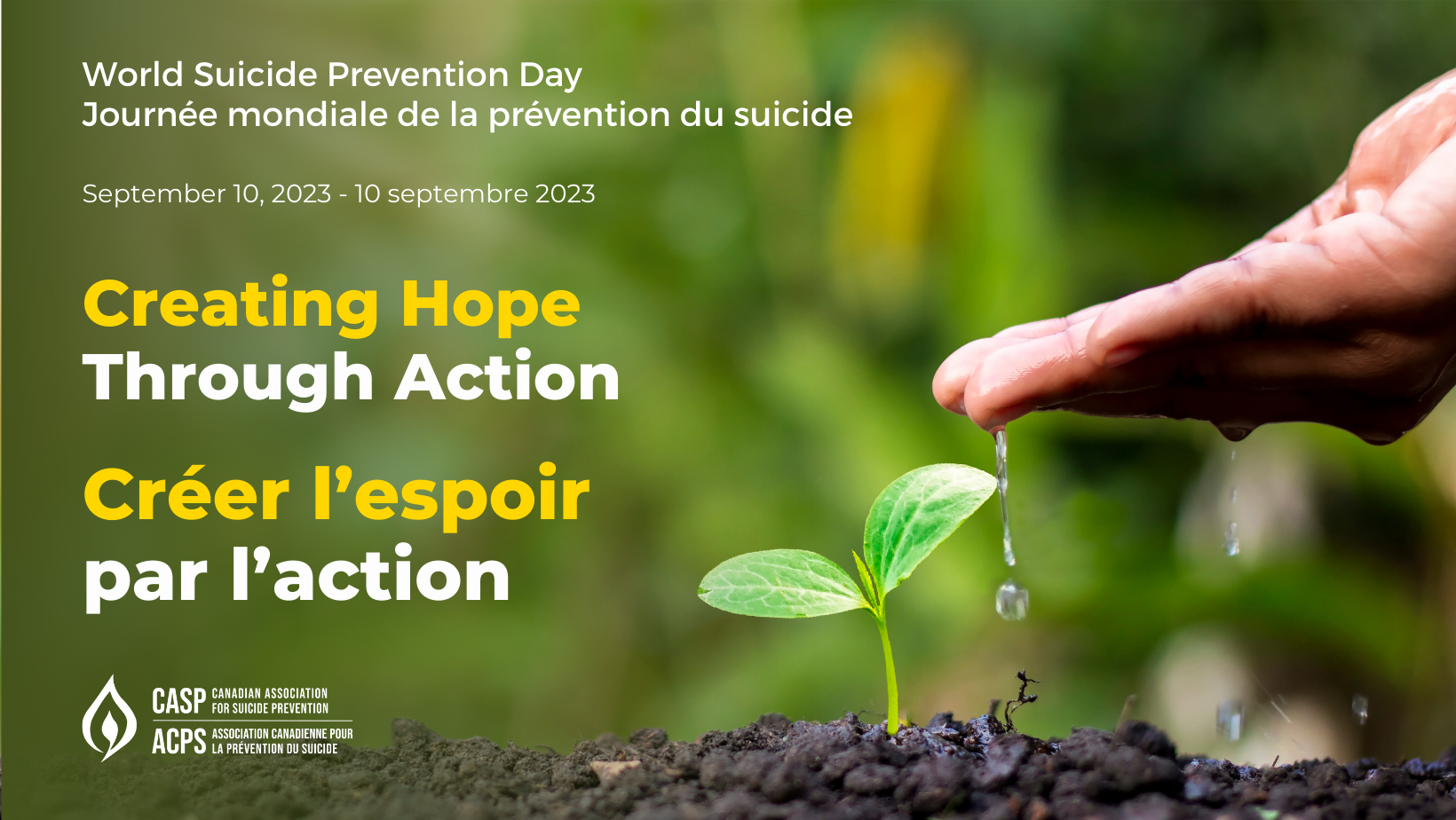 Image pour la campagne 2023 de la Journée mondiale de la prévention du suicide de l'Association canadienne de la prévention du suicide